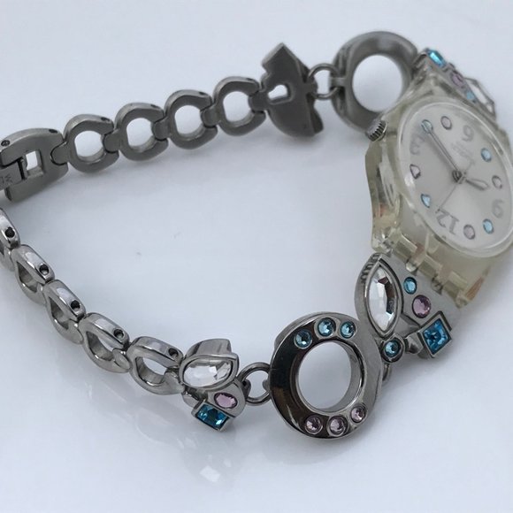 Swatch Ladies Watch Multi Color Crystals Accent Me - Picture 10 of 12